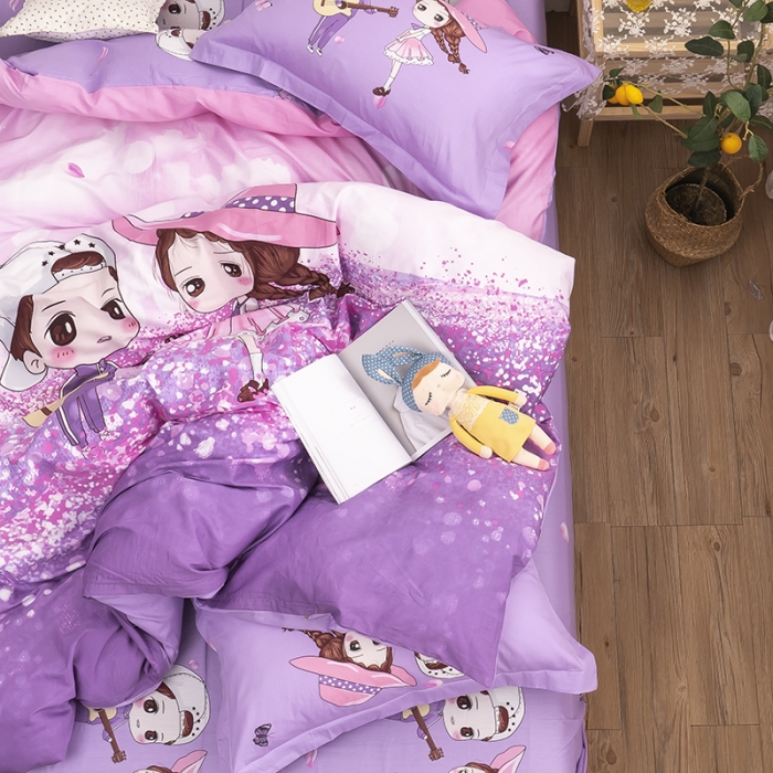 91家纺网 家纺一手货源 找家纺 金爱家 2021新款13372卡通全棉四件套 薰衣草之恋