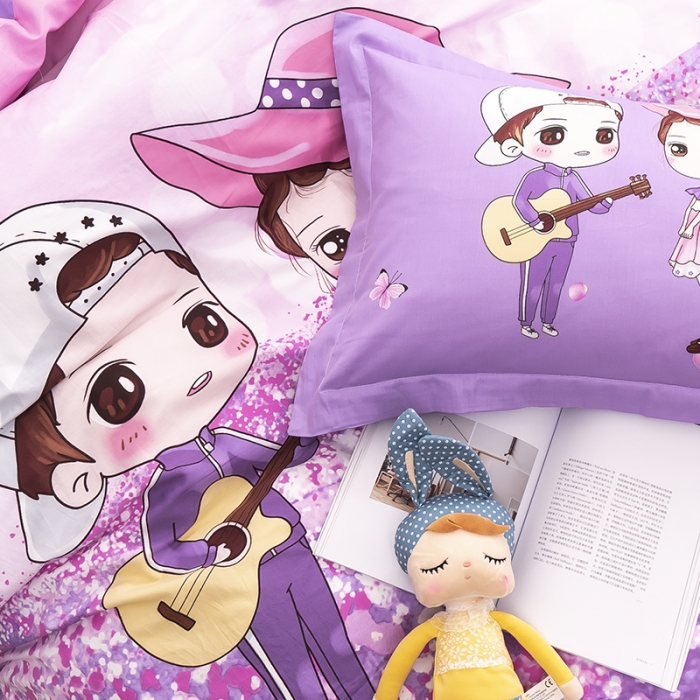 91家纺网 家纺一手货源 找家纺 金爱家 2021新款13372卡通全棉四件套 薰衣草之恋