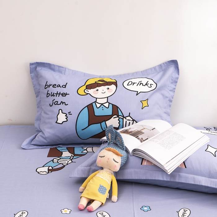 91家纺网 家纺一手货源 找家纺 金爱家 2021新款13372卡通全棉四件套 营养早餐