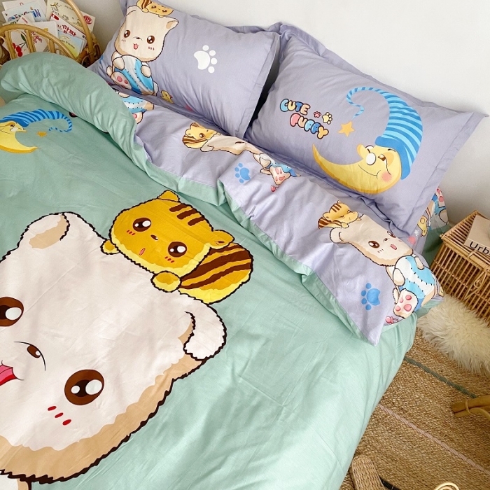 91家纺网 家纺一手货源 找家纺 金爱家 2021新款13372卡通全棉四件套 可爱熊