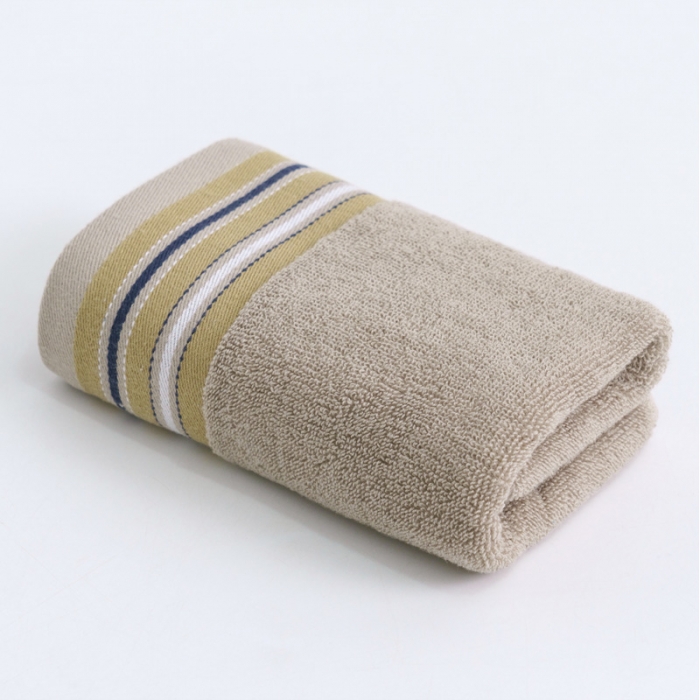 91家纺网 家纺一手货源 找家纺 朴尔 2021新款全棉32股彩格条系列毛巾浴巾毛巾浅咖色