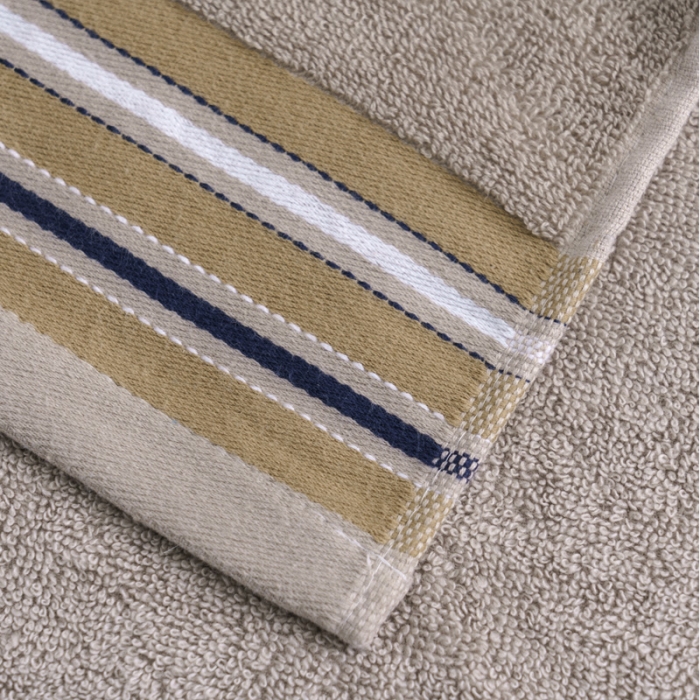 91家纺网 家纺一手货源 找家纺 朴尔 2021新款全棉32股彩格条系列毛巾浴巾毛巾浅咖色