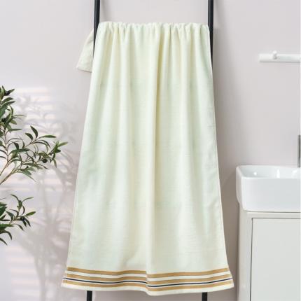 91家纺网 家纺一手货源 找家纺 朴尔 2021新款全棉32股彩格条系列毛巾浴巾浴巾洁白色