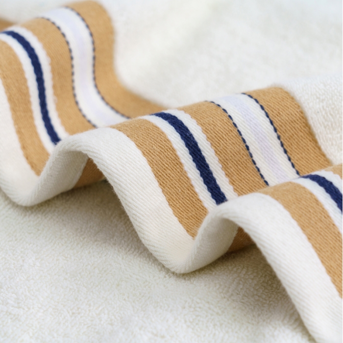 91家纺网 家纺一手货源 找家纺 朴尔 2021新款全棉32股彩格条系列毛巾浴巾浴巾洁白色