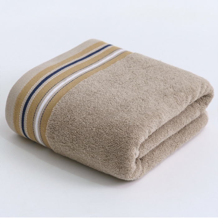 91家纺网 家纺一手货源 找家纺 朴尔 2021新款全棉32股彩格条系列毛巾浴巾浴巾浅咖色