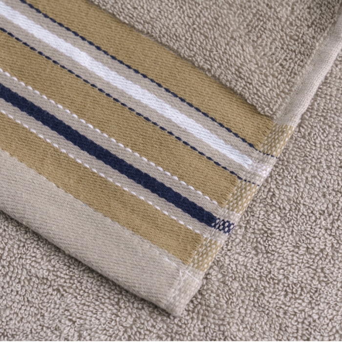 91家纺网 家纺一手货源 找家纺 朴尔 2021新款全棉32股彩格条系列毛巾浴巾浴巾浅咖色