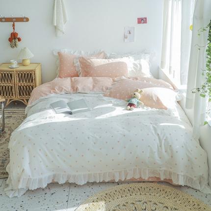 91家纺网 家纺一手货源 找家纺 （总）盛馨2023年新款13372全棉刺绣花边床笠床单四件套