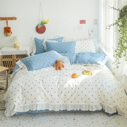 91家纺网 家纺一手货源 找家纺 （总）盛馨2023年新款13372全棉刺绣花边床笠床单四件套