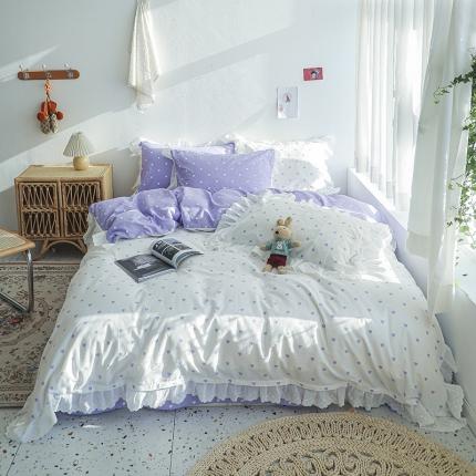 91家纺网 家纺一手货源 找家纺 （总）盛馨2023年新款13372全棉刺绣花边床笠床单四件套