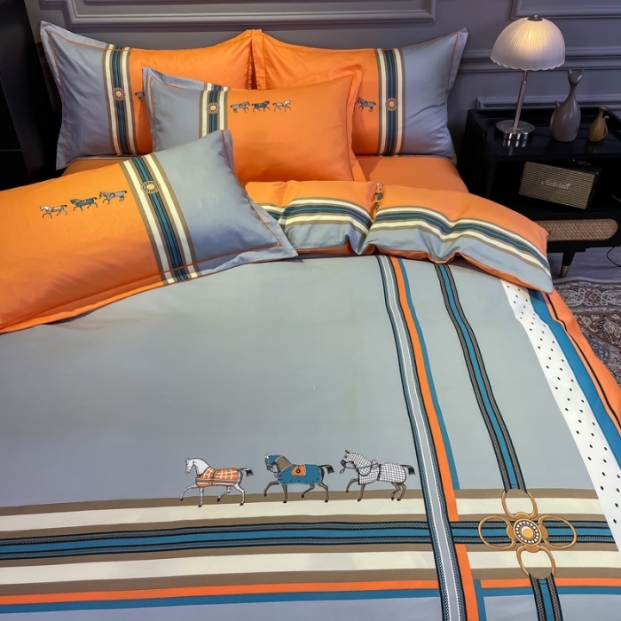 91家纺网 家纺一手货源 找家纺 （总）金爱家 2021新款全棉13372四件套条格简约系列