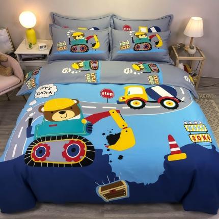 91家纺网 家纺一手货源 找家纺 金爱家 2021新款13372大版全棉卡通四件套奇妙世界