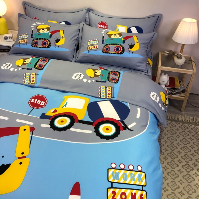 91家纺网 家纺一手货源 找家纺 金爱家 2021新款13372大版全棉卡通四件套奇妙世界