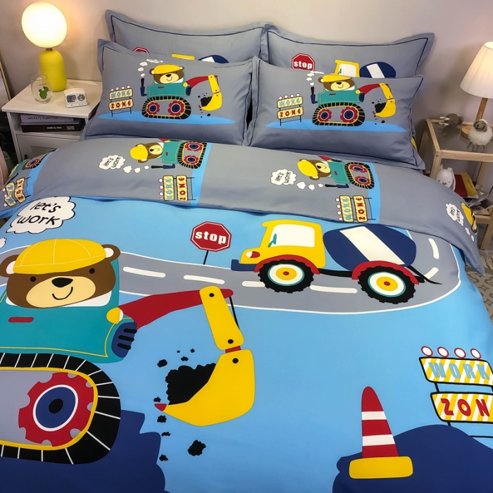 91家纺网 家纺一手货源 找家纺 金爱家 2021新款13372大版全棉卡通四件套奇妙世界