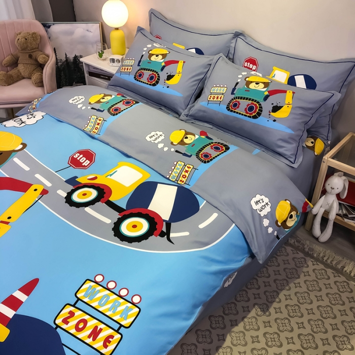 91家纺网 家纺一手货源 找家纺 金爱家 2021新款13372大版全棉卡通四件套奇妙世界