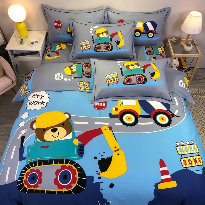 91家纺网 家纺一手货源 找家纺 金爱家 2021新款13372大版全棉卡通四件套奇妙世界