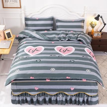 91家纺网 家纺一手货源 找家纺 笠裙家纺 新款韩版公主风床裙四件套韩版磨毛四件套 生活