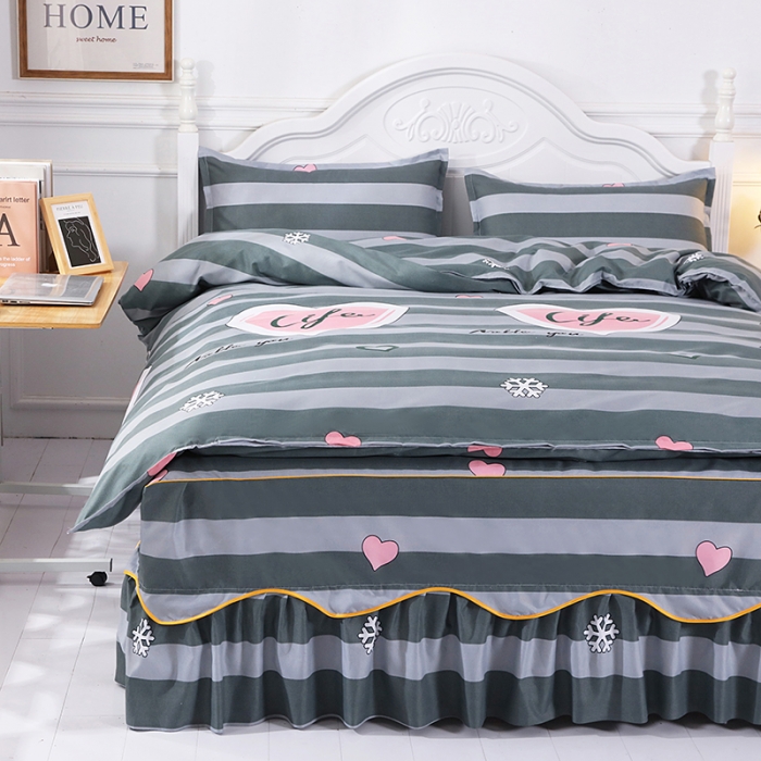 91家纺网 家纺一手货源 找家纺 笠裙家纺 新款韩版公主风床裙四件套韩版磨毛四件套 生活