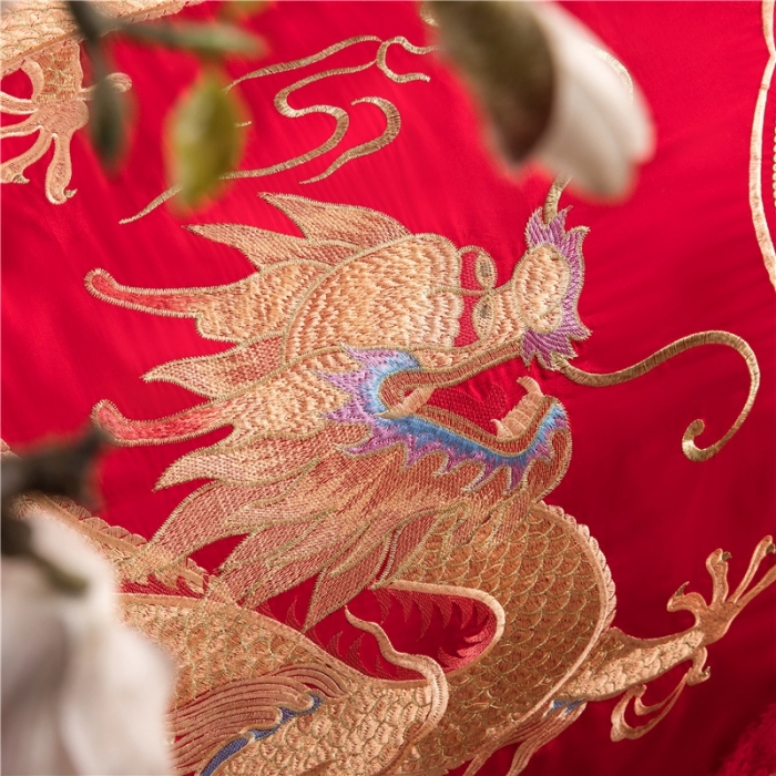 91家纺网 家纺一手货源 找家纺 2025新120S全棉刺绣贡缎提花婚庆四件套多件套和和美美