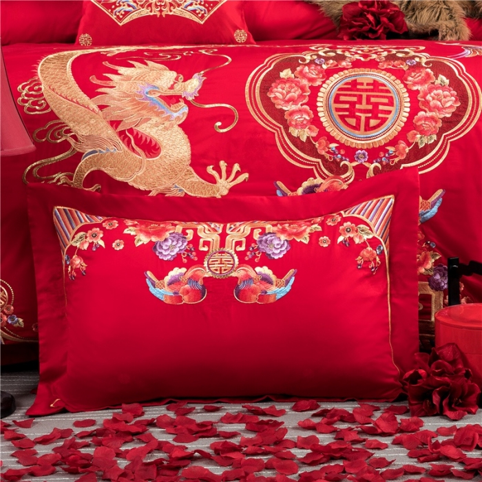 91家纺网 家纺一手货源 找家纺 2025新120S全棉刺绣贡缎提花婚庆四件套多件套和和美美