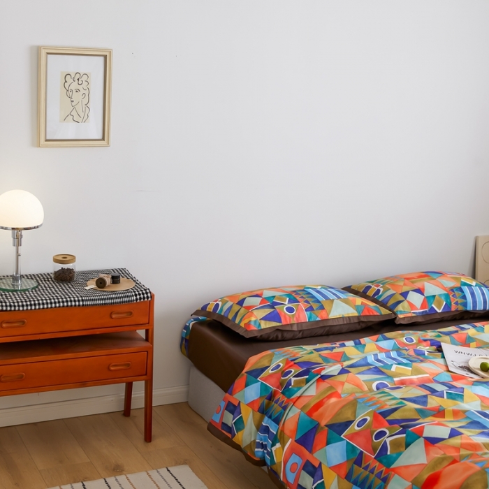 91家纺网 家纺一手货源 找家纺 优然居 2021新款小边款小美风格四件套 科姆橙