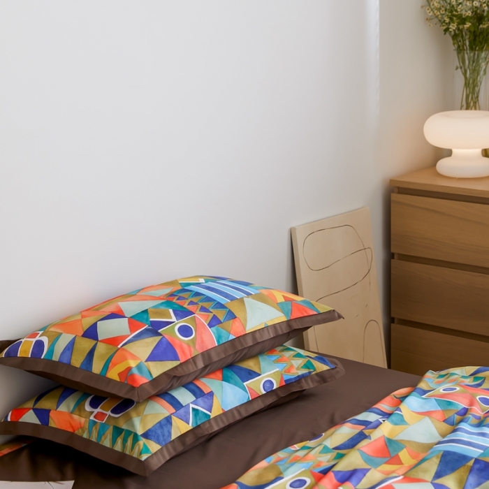 91家纺网 家纺一手货源 找家纺 优然居 2021新款小边款小美风格四件套 科姆橙