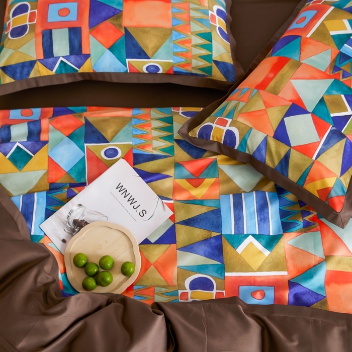 91家纺网 家纺一手货源 找家纺 优然居 2021新款小边款小美风格四件套 科姆橙