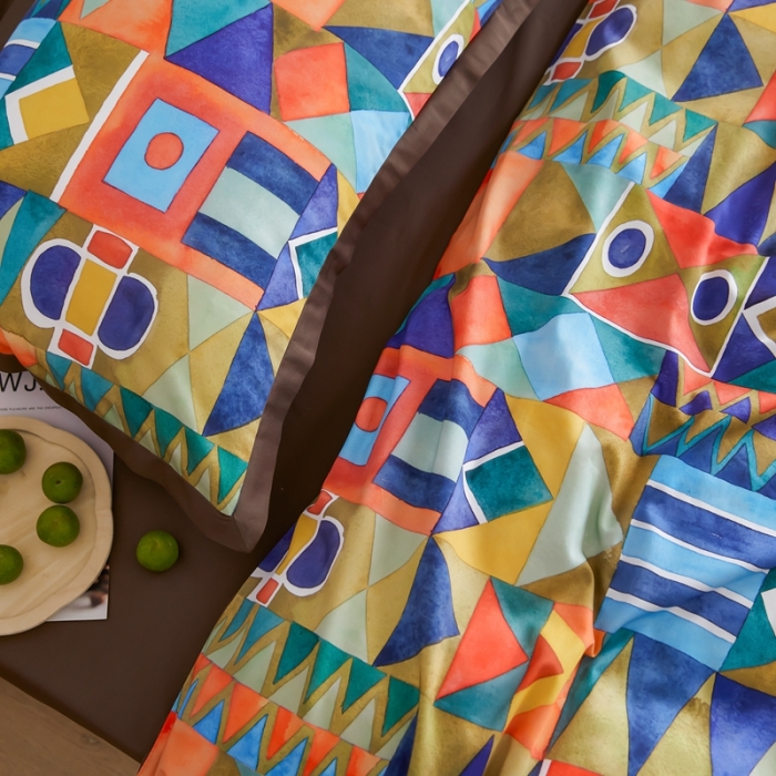 91家纺网 家纺一手货源 找家纺 优然居 2021新款小边款小美风格四件套 科姆橙