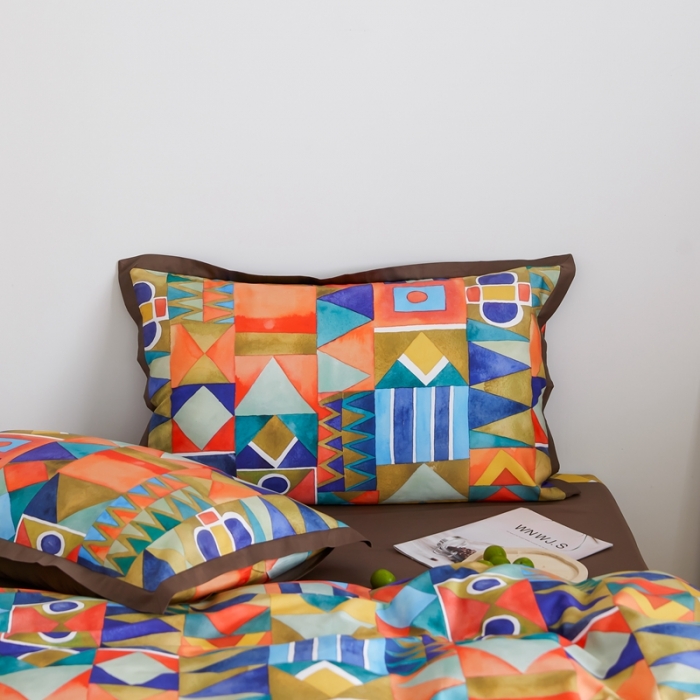 91家纺网 家纺一手货源 找家纺 优然居 2021新款小边款小美风格四件套 科姆橙