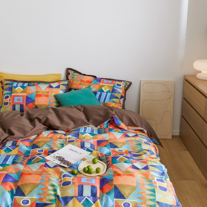 91家纺网 家纺一手货源 找家纺 优然居 2021新款小边款小美风格四件套 科姆橙