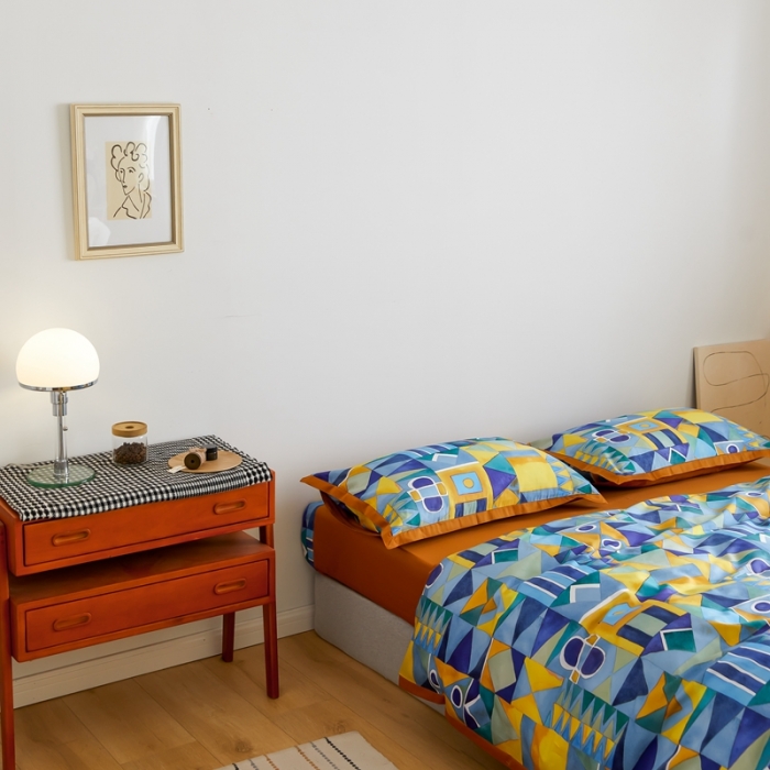 91家纺网 家纺一手货源 找家纺 优然居 2021新款小边款小美风格四件套 科姆黄