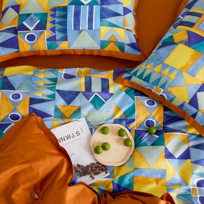 91家纺网 家纺一手货源 找家纺 优然居 2021新款小边款小美风格四件套 科姆黄