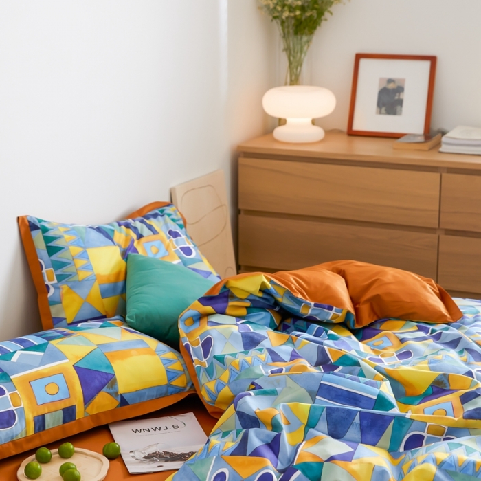 91家纺网 家纺一手货源 找家纺 优然居 2021新款小边款小美风格四件套 科姆黄