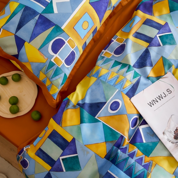 91家纺网 家纺一手货源 找家纺 优然居 2021新款小边款小美风格四件套 科姆黄