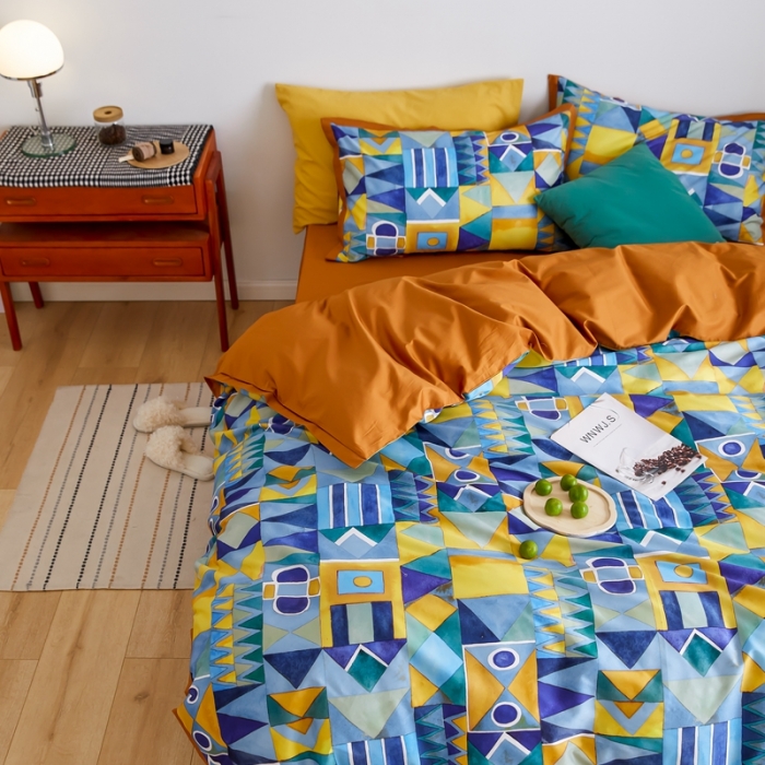 91家纺网 家纺一手货源 找家纺 优然居 2021新款小边款小美风格四件套 科姆黄