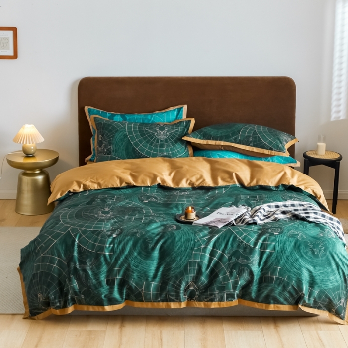 91家纺网 家纺一手货源 找家纺 优然居 2021新款小边款小美风格四件套 马丁拉绿