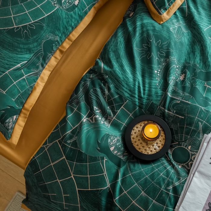 91家纺网 家纺一手货源 找家纺 优然居 2021新款小边款小美风格四件套 马丁拉绿