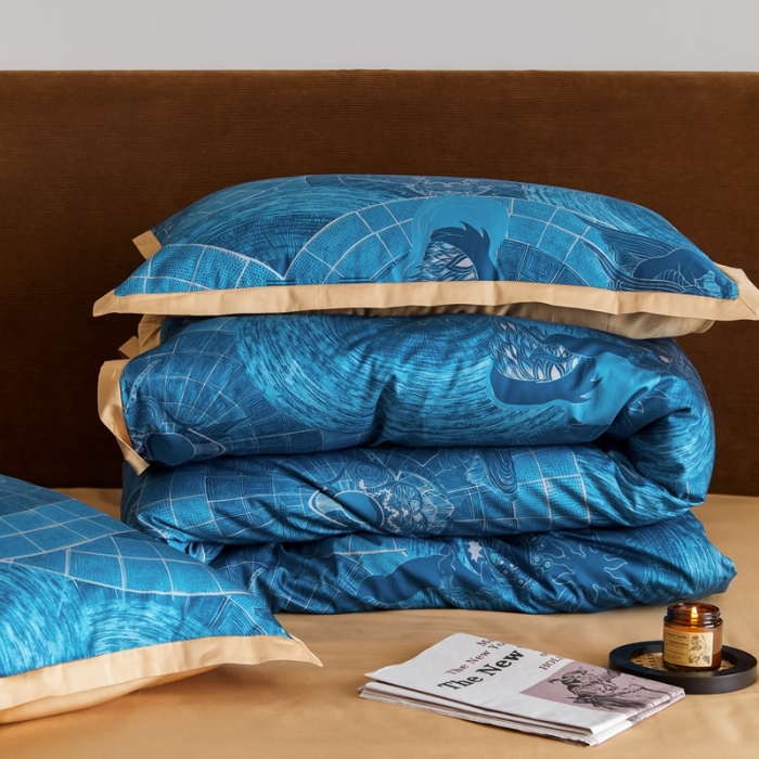 91家纺网 家纺一手货源 找家纺 优然居 2021新款小边款小美风格四件套 马拉丁蓝