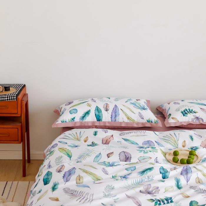 91家纺网 家纺一手货源 找家纺 优然居 2021新款小边款小美风格四件套 纽曼白