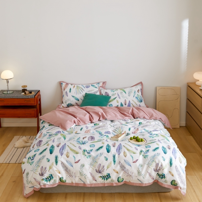 91家纺网 家纺一手货源 找家纺 优然居 2021新款小边款小美风格四件套 纽曼白