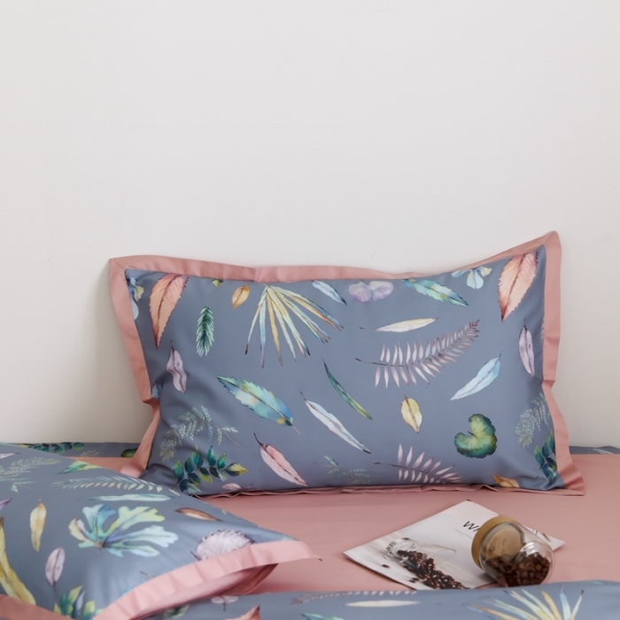 91家纺网 家纺一手货源 找家纺 优然居 2021新款小边款小美风格四件套 纽曼灰蓝