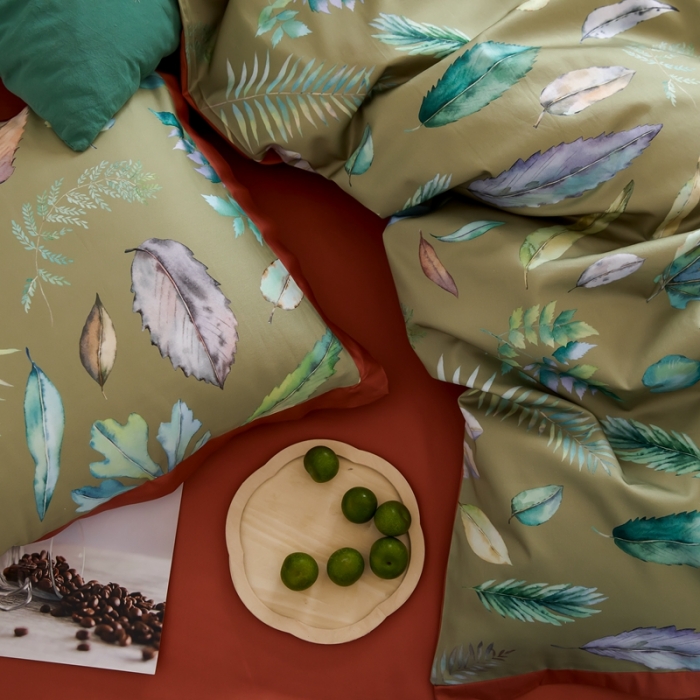 91家纺网 家纺一手货源 找家纺 优然居 2021新款小边款小美风格四件套 纽曼绿