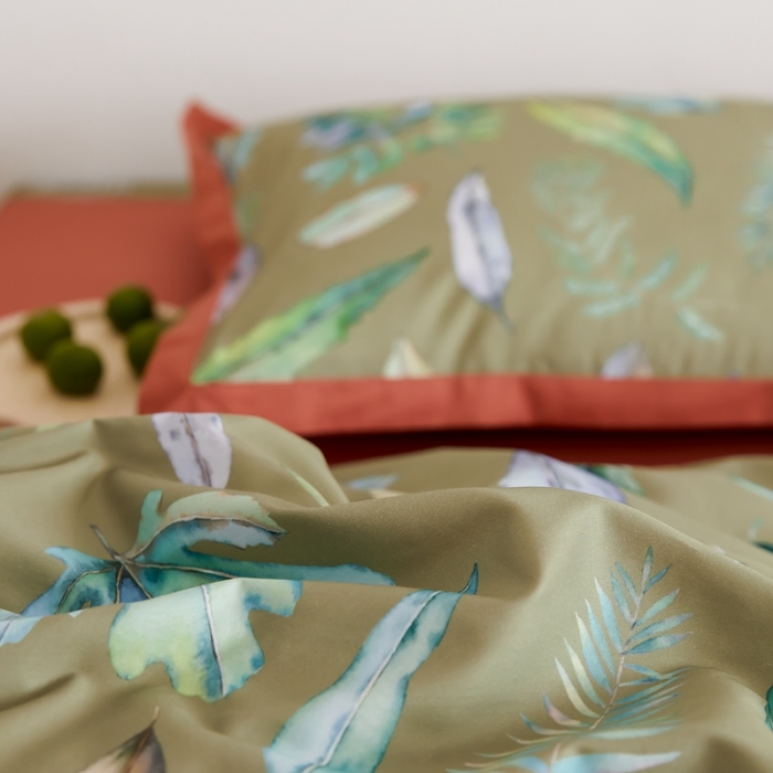 91家纺网 家纺一手货源 找家纺 优然居 2021新款小边款小美风格四件套 纽曼绿