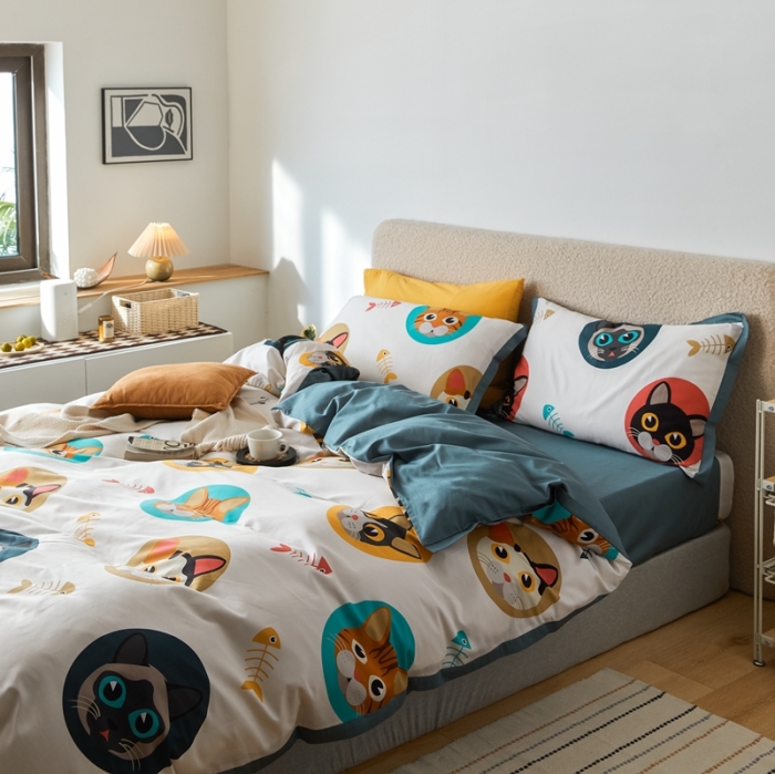 91家纺网 家纺一手货源 找家纺 优然居 2021新款小边款INS风格四件套 凯特白