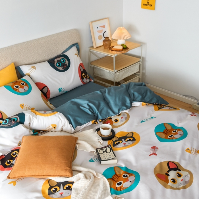 91家纺网 家纺一手货源 找家纺 优然居 2021新款小边款INS风格四件套 凯特白