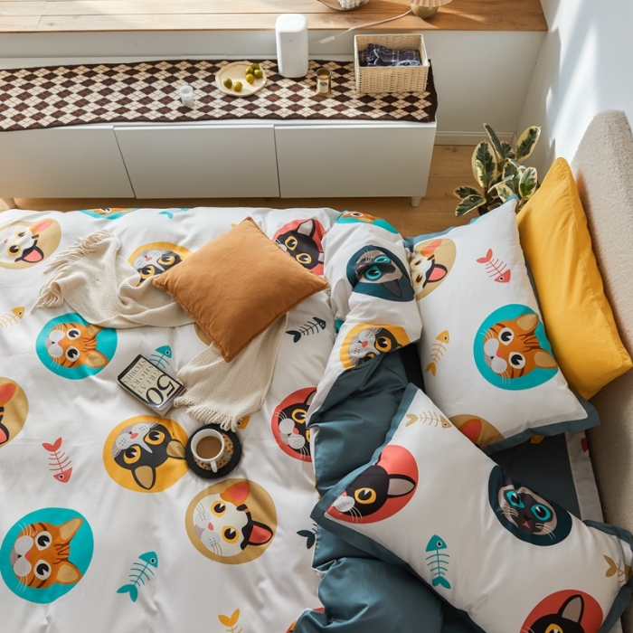 91家纺网 家纺一手货源 找家纺 优然居 2021新款小边款INS风格四件套 凯特白