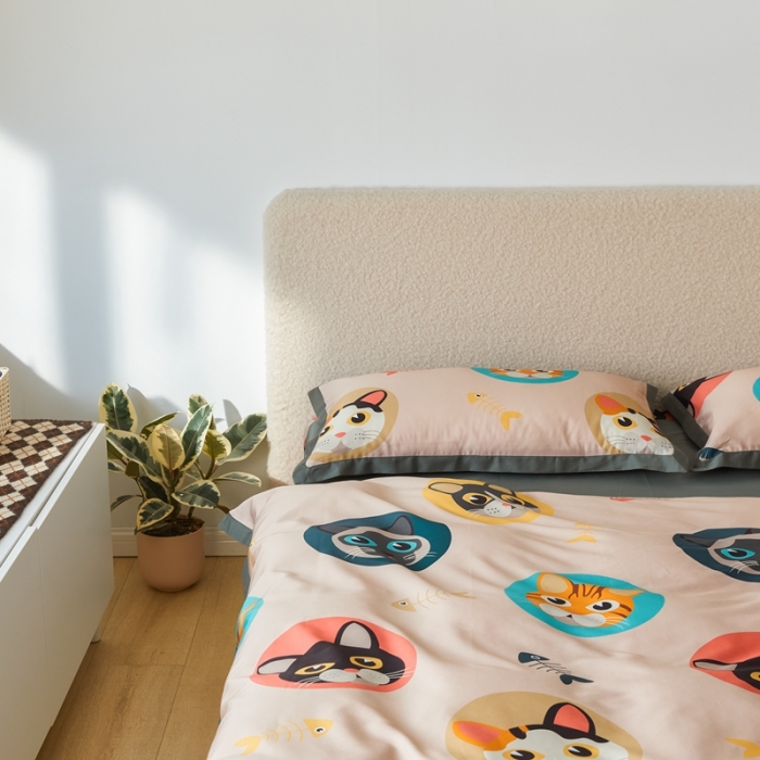 91家纺网 家纺一手货源 找家纺 优然居 2021新款小边款INS风格四件套 凯特粉