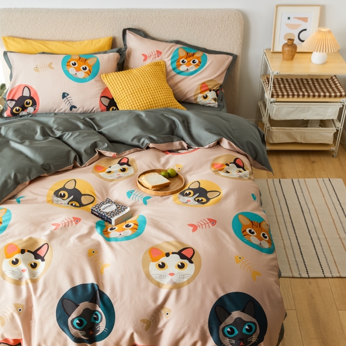 91家纺网 家纺一手货源 找家纺 优然居 2021新款小边款INS风格四件套 凯特粉