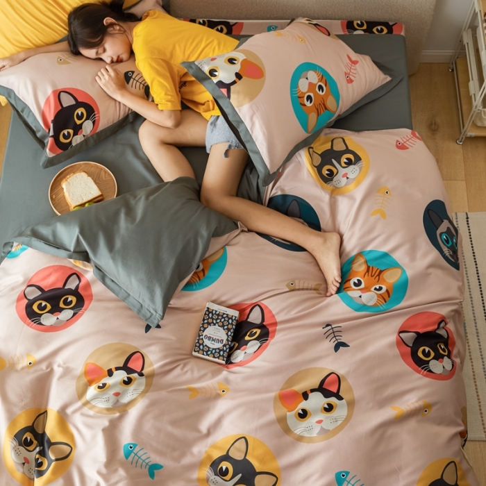 91家纺网 家纺一手货源 找家纺 优然居 2021新款小边款INS风格四件套 凯特粉