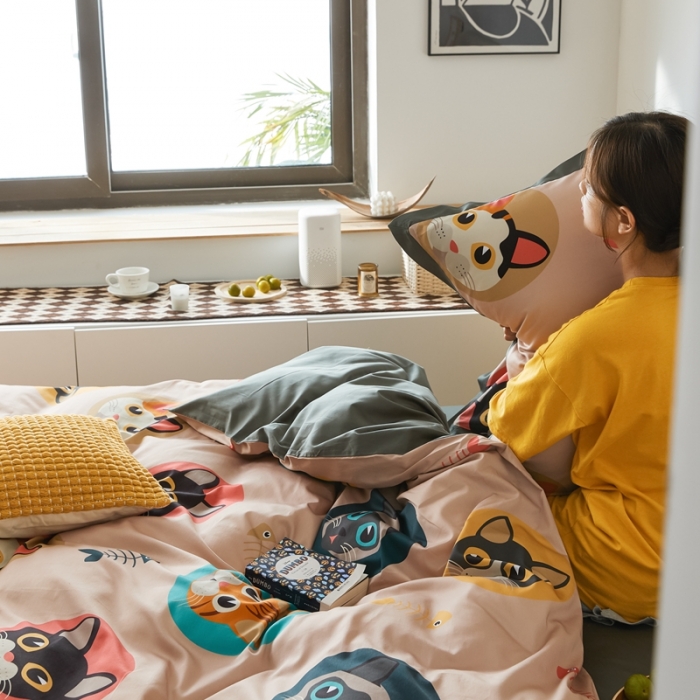 91家纺网 家纺一手货源 找家纺 优然居 2021新款小边款INS风格四件套 凯特粉