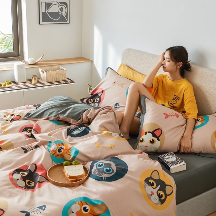 91家纺网 家纺一手货源 找家纺 优然居 2021新款小边款INS风格四件套 凯特粉